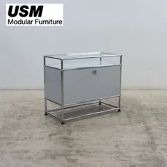 USM Haller System USMハラーシステム 1列2段 キャビネット/シェルフ 天板ガラス ライトグレー ドロップダウンドア 17万のサムネイル
