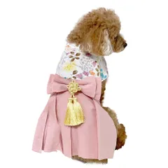 regalo ペット用袴 犬 犬服 小型犬 袴 猫 ペット用 晴れ着 和装 フォーマル 和服 着物 服 お宮参り 結婚式 花柄 ドッグウェア (ピンク（ミスティーピンク）)