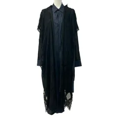 yohjiyamamoto(ヨウジヤマモト) ワンピース サイズ1 S レディース美品  - 黒×ネイビー ロングシャツ/レース/変形デザインのサムネイル
