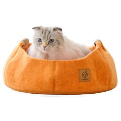 [OFT] 펠트 고양이 침대 COHALU (코할) 호박 오렌지 애완 동물 고양이 개 하우스 쿠션 고양이 세련된 소형 개 울 흰색 귀여운 시원한 펠트 따뜻한