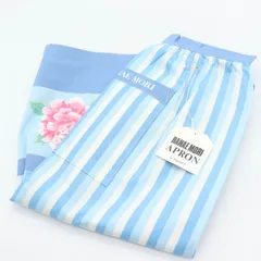 ハナエモリ サロンエプロン ブランド ストライプ柄 花柄 レディース ブルー HANAE MORI 森英恵のサムネイル