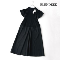 桜子✨エブール　シルキーツイルドロストワンピース　リネン　シルク ebure シルキーツイルドロストワンピース ブラック 36 シルク リネン混
