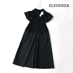 タグ付 2024 ELENDEEK ローパネルジャージーワンピース / ブラック 黒 サイズ２ / エレンディーク　近年モデル 春 夏 フレアワンピース ボリュームスリーブ バルーンスリーブのサムネイル