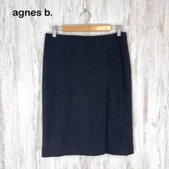 agnes b. アニエスベー サイドスリット ウール タイトスカート グレーのサムネイル