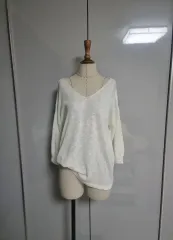 オーバーサイズ クリーム 白 Vネック ニット 66 99