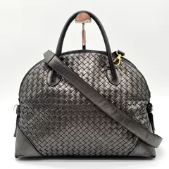 BOTTEGA VENETA ボッテガヴェネタ イントレチャート 2way レザー トートバッグ ショルダーバッグ シルバー