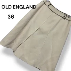 OLD ENGLAND オールドイングランド ウール シルク 混 タックスカート Aライン フレアスカート ひざ丈 ボトムス パイピング バイカラー アイボリー ベージュ 上品 エレガント クラシカル トラッド オフィス 通勤 レディース S【36】ST001のサムネイル