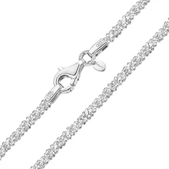 [Amberta] イタリア製 925 スターリングシルバー ダイヤモンドチェーン レディース - 1.7mm スノー/ロック シルバーチェーンネックレス: 40cm 鎖骨チェーンネックレスのサムネイル