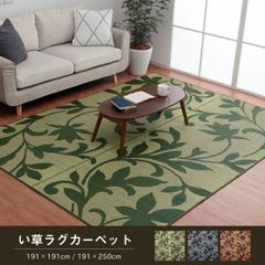 い草ラグ リーフ柄 191×191cm 抗菌防臭 滑り止め付き グレー い草ラグ リーフ柄 191×191cm 抗菌防臭 滑り止め付き グレー - メルカリ