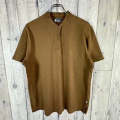 COMME CA コムサ ブラウン 茶色 肉厚 厚地 ヘンリーネック ノーカラー 半袖 Tシャツ TEE メンズ L サイズのサムネイル