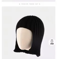 ゴージ ウール ニット 帽子 バケットハット ブラック ユニーク ビーニー (新品)のサムネイル