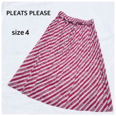 □傷汚れなし□PLEATS PLEASE プリーツプリーズ ロゴ総柄×ストライプ