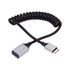 新品 NFHK ケーブル Micro-USB3.0 オス ホスト - USB3.0-A メス OTG ストレッチ コイル ケーブル 100cm 延長 5Gbps ディスク フォン カメラ データ用