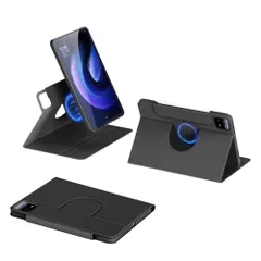 新品 Moogukadan Xiaomi Pad 6S Pro 12.4インチ用のタブレットケース 360度回転 磁気吸着 分離式 縦置き スタンド 取り外し可能 PUレザー Android タブレットケース，黒のサムネイル