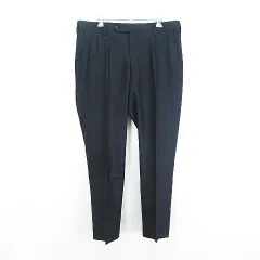 ニューヨーカー NEWYORKER パンツ ボトムス テーパード チェック センタープレス ウール混 カシミヤ混 85 ネイビー ※EKMのサムネイル