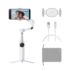 Insta360 Flow 2 スマートフォン用ジンバル 通常版 ホワイト- 折りたたみ式AIスマホジンバル、AI&複数人トラッキング、三脚/自撮り棒内蔵、リモコン、iPhone/Android対応スマホジンバル、旅行&Vlogのサムネイル