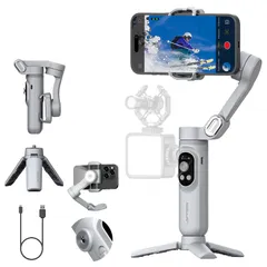 AOCHUAN ジンバルスタビライザー スマートフォン用 顔/物体トラッキング付き iPhone 15 14 Pro Max Android用 3軸折りたたみ式携帯電話ジンバル ライト内蔵 1/4スレッド TikTok YouTube Vloging用 (Smのサムネイル