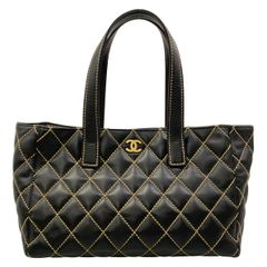 ☆美品☆CHANEL ワイルドステッチ チェーントートバッグ フェルト