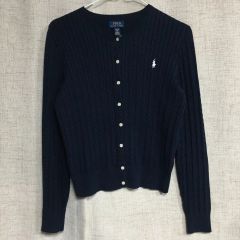 ポロラルフローレン カシミヤ混ケーブルニットカーディガン ネイビー