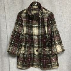 カステルバジャック ウール コート 3 グレー チェック ピンク 裏地