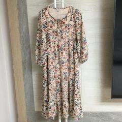 グレースコンチネンタル花柄刺繍ロングワンピース ベージュ サイズ36