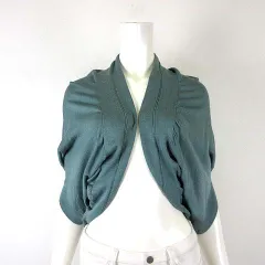 ダナキャランニューヨーク DKNY カーディガン モモンガ コットン ニット ドルマンスリーブ 半袖 L くすみグリーン モスグリーン 国内正規品のサムネイル
