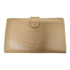 CHANELシャネル長財布キャビアスキンベージュ ココマーク がまぐち
