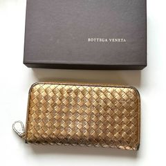 ボッテガヴェネタ BOTTEGA VENETA 長財布 イントレチャート ゴールド