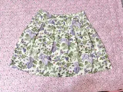 キースㅡ花柄フレア麻スカート 55 66のサムネイル
