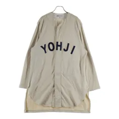 Y-3 (ワイスリー) M FT YOHJI LETTERS BASEBALL SHIRT レターズベースボールシャツ フロントロゴ刺繍 長袖シャツ ベージュ FJ0435のサムネイル