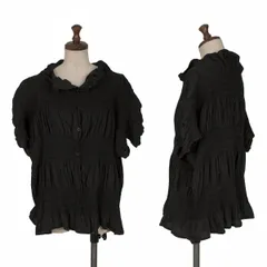 ISSEY MIYAKE me 染め消しプリーツ半袖ブラウス 黒Fのサムネイル