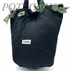 【B5592】 POTECHINO ポテチーノ トートバッグ ブラック 葉っぱモチーフ コットン キルティング 肩掛け 大容量 A4可のサムネイル