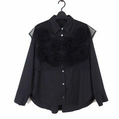 MIYAO 花モチーフ シースルーカーディガン 立体 3D チュール 黒 ミヤオ