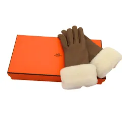 ≪値下げ≫【中古】HERMES エルメス グローブ オノリーヌ クルードセル 手袋 アニョーグラッセ  ムートン スムースレザー エトゥープ ブランナチュレル シルバー金具 サイズ7 A2404599【無料ギフトラッピング承ります】のサムネイル