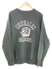 ウエアハウス WAREHOUSE 409 Raglan Sleeve Sweat CHEHALIS ラグラン スウェット フロッキープリント 3段 裏起毛 42 スウェット グリーン Lサイズ 103MT-4846のサムネイル