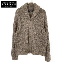 RRL　ダブルアールエル　ブラウン ウール×コットン×リネン ショールカラー ケーブルニットカーディガン　XLのサムネイル