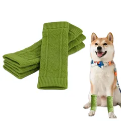 犬 レッグウォーマー 犬ソックス 4個セット 可愛い おしゃれ 柔らかい 関節プロテクター 猫 犬 ペット レッグソックス レッグカバー レッグサポーター 膝 傷 関節保護 防寒 舐め防止 汚れ防止 小型犬 中型犬 大型犬 (グリーン, M：2kg~3.5kgのサムネイル