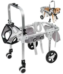 SIRUNLY 犬用車椅子 軽量 サイズ調整可能 後ろ足用 4 輪 L ホワイトのサムネイル