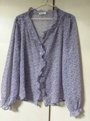 極美品✨シーニューヨーク 花柄 ピンタック フリル袖ブラウス レーヨン 