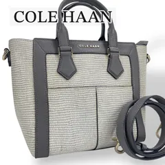 【美品】COLE HAAN コールハーン トートバッグ ショルダーバッグ ハンドバッグ 2WAY リザード型押し レザー 本革 グレー ホワイト アイボリー 斜め掛け レディース カバン ブランド 美品 本物 鞄 ミニバッグ かばん