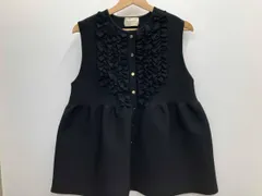UNITED ARROWS ユナイテッドアローズ ポリエステル ベスト 黒 フリル ブラック ノースリーブ ジレ