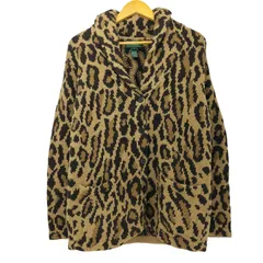 ローレンラルフローレン LAUREN RALPH LAUREN 90s ラムウール100 ハンドニット レオパード ネイティブ ショールカラー カーディガン メンズ import:S のサムネイル