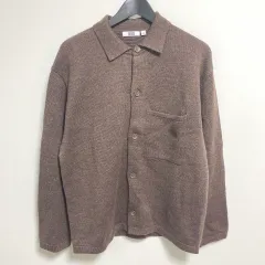 【216270】UNIQLO ユニクロ  UNIQLO U　ニットオーバーシャツジャケット　サイズM メンズ  ・ ブラウンのサムネイル