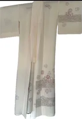 夏着物★付け下げ★クリーム色★花柄金彩正絹★絽★正絹付け下げ着物★新品しつけ糸付のサムネイル