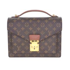 [중고] LOUIS VUITTON 루이비통 M51185 몬소 모노그램 핸드백 세컨드 가방 비즈니스 가방 여성 남성 가방 브라운 브랜드