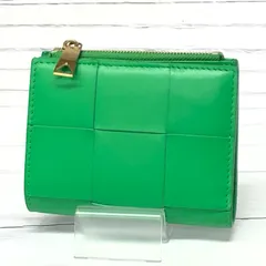m001 X(30) ボッテガ・ヴェネタ マキシイントレチャート カセット 二つ折り財布 グリーン レディース コンパクトウォレット BOTTEGA VENETAのサムネイル