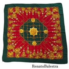 レナートバレストラ Renato Balestra 大判スカーフ タッセル 紋章柄 イタリア【タグ無し】のサムネイル