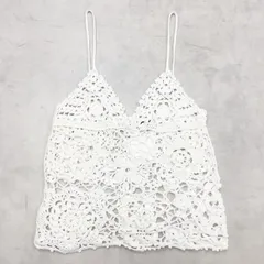 DOLCE&GABBANA  ドルチェアンドガッバーナ ニットトップス キャミソール ビスチェ クロシェ 刺繍 レース コットン アイボリー オフホワイト イタリア製 レディース XS b01935のサムネイル