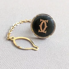 Cartier タイタック ピンブローチ Cロゴ ブラック ゴールド ネクタイピン ヴィンテージのサムネイル