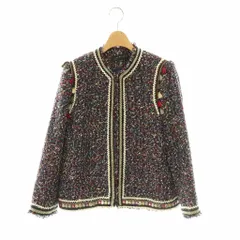 ザラウーマン ZARA WOMAN ツイード ジャケット ノーカラー タッセル M マルチカラー /HSのサムネイル
